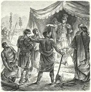 Roman consul Titus Manlius Torquatus condemning his son to death for leaving his post in Roman consul Titus Manlius Torquatus condemning his son to death for leaving his post in