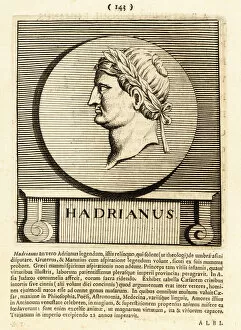 Roman Emperor Hadrian, Caesar Traianus Hadrianus, 1738 (engraving)