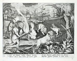 A Roman hunt, probably in Roman North Africa, illustration from Venationes, Ferarum, Avium