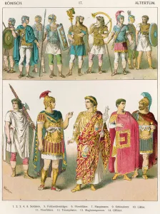 Roman Military Dress, from Trachten der Voelker, 1864 (coloured lithograph) Roman Military Dress, from Trachten der Voelker, 1864 (coloured lithograph)