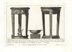 Roman tripods and sacrificial brazier. 1802 (engraving) Roman tripods and sacrificial brazier. 1802 (engraving)