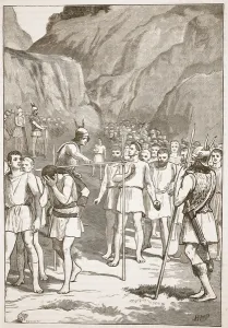 The Romans passing under the yoke at the Caudine Forks (litho) The Romans passing under the yoke at the Caudine Forks (litho)