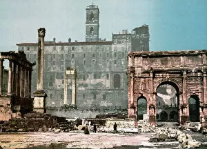 Archaeological Site Gallery: Rome. Temple of Saturn and Arch of Settimo Severo. Photochrome sd. circa 1900