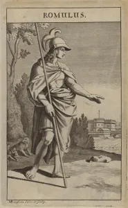 Romulus, one of the mythical twin founders of Rome (engraving) Romulus, one of the mythical twin founders of Rome (engraving)