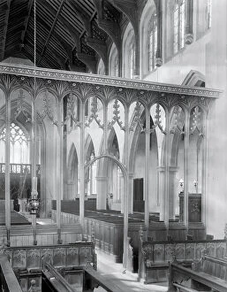 Xiv Century Collection: Rood screen, St Mary's Church, Worstead, Norfolk (b/w photo)