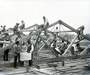 Roof Construction by Students at Tuskegee Institute, Alabama, 1902 (b/w photo) Roof Construction by Students at Tuskegee Institute, Alabama, 1902 (b/w photo)