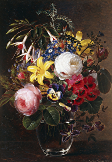 Roses, Lilies, Pansies and other Flowers in a Vase, (oil on panel) Roses, Lilies, Pansies and other Flowers in a Vase, (oil on panel)