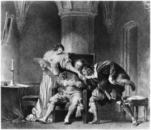 Rosine, Bartholo, Count Almaviva, illustration from The Barber of Seville' Rosine, Bartholo, Count Almaviva, illustration from The Barber of Seville'