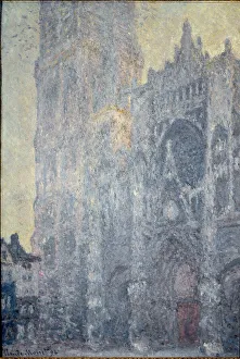 Rouen Cathedral. The portal and the tower Saint Romain, morning effect, white harmony Rouen Cathedral. The portal and the tower Saint Romain, morning effect, white harmony