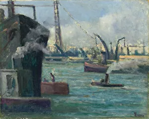 Rouen Port, (oil on canvas)