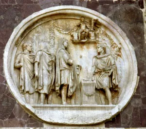 Roundel depicting a Sacrifice to Hercules, from the Arch of Constantine (marble) Roundel depicting a Sacrifice to Hercules, from the Arch of Constantine (marble)