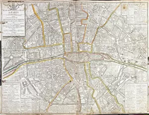 Route map of Paris and its suburbs, 1699 (Engraving, 1717)
