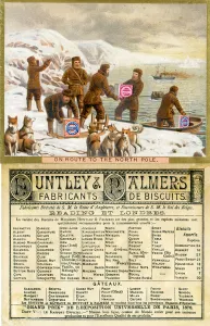 On Route to the North Pole, front and back of a promotional card for Huntley & On Route to the North Pole, front and back of a promotional card for Huntley &
