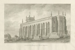 Landscapes (modern interpretation) Collection: Rowley Regis Church: sepia drawing, 1847 (drawing)