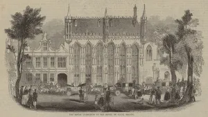 The Royal Carriages at the Hotel de Ville, Bruges (engraving) The Royal Carriages at the Hotel de Ville, Bruges (engraving)
