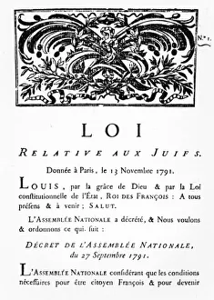 Royal Decree of emancipation for all Jews in France, by Decree of the National Assembly, 27 September Royal Decree of emancipation for all Jews in France, by Decree of the National Assembly, 27 September