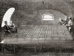 The Royal Institution electric battery, from Les Merveilles de la Science, pub.1870 The Royal Institution electric battery, from Les Merveilles de la Science, pub.1870
