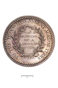 Royal Society of Arts, silver prize, Hon. Miss Nugent aged 12, 1771 (metal) Royal Society of Arts, silver prize, Hon. Miss Nugent aged 12, 1771 (metal)