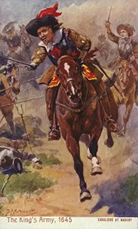 17 17th 17th 17th Xvii 18th Century Gallery: Royalist cavalry, Battle of Naseby, English Civil War, 1645 (colour litho)