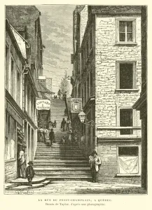 Rue du Petit-Chaplain, Quebec City, Canada (engraving) Rue du Petit-Chaplain, Quebec City, Canada (engraving)