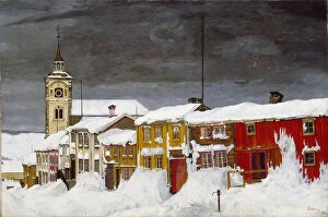 'Rue enneigee a Roros, Norvege' Peinture de Harald Sohlberg (1869-1935) 1903 National Museum of Art