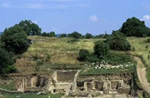 Ruins of Basilica of Sassi, Archaeological site of Roselle, Tuscany, Italy Ruins of Basilica of Sassi, Archaeological site of Roselle, Tuscany, Italy