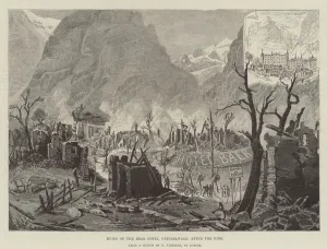 Ruins of the Bear Hotel, Grindelwald, after the Fire (engraving) Ruins of the Bear Hotel, Grindelwald, after the Fire (engraving)