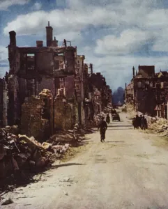 Ruins of Falaise, Normandy, after its capture by Canadian troops, World War II Ruins of Falaise, Normandy, after its capture by Canadian troops, World War II