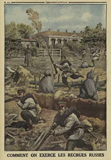 1914 1918 Wwi Ww One Gallery: Russian army recruits undergoing training, World War I, !916 (colour litho)