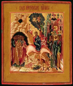 Russian icon of the Entry into Jerusalem, early 19th century Russian icon of the Entry into Jerusalem, early 19th century