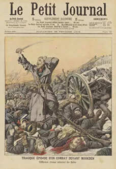 A Russian officer driven mad on the battlefield at Mukden, Russo-Japanese War (colour litho)
