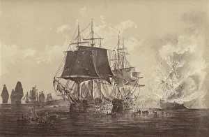 Russian ship Vsevolod destroyed in the presence of the Russian fleet after the action Russian ship Vsevolod destroyed in the presence of the Russian fleet after the action