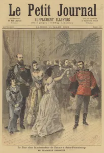 The Russian Tsar at the French embassy in St Petersburg (colour litho) The Russian Tsar at the French embassy in St Petersburg (colour litho)