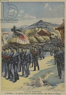 Incheon Collection: The Russo-Japanese War: Japanese paying their final respects to two Russian sailors from