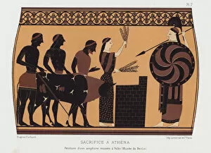 Sacrifice to Athena (colour litho)