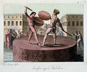 Sacrificial Combat of Ancient Mexico in ' The Old and Modern Costume' by Jules Ferrario Sacrificial Combat of Ancient Mexico in ' The Old and Modern Costume' by Jules Ferrario