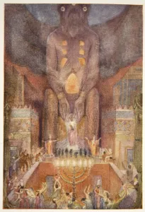 Sacrificing to Bel, frontispiece from Myths and Legends of Babylonia and Assyria by Lewis Spence, 1916 (colour litho) Sacrificing to Bel, frontispiece from Myths and Legends of Babylonia and Assyria by Lewis Spence, 1916 (colour litho)