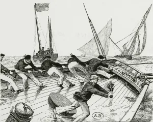Sailing race: Le turn du Bateau-Buoee - drawing by A. Brun, Bibl. des Arts deco Sailing race: Le turn du Bateau-Buoee - drawing by A. Brun, Bibl. des Arts deco