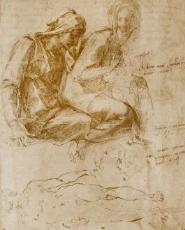 Annotations Gallery: Saint Anne, the Virgin and Child and a study of a nude man (forward standing)