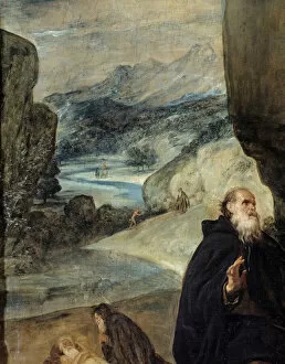 Saint Anthony and Saint Paul hermit. Detail depicting Saint Anthony the Great