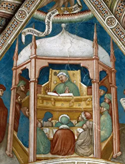 Saint Augustine teaching rhetoric in Carthage. (Fresco, 15th century) Saint Augustine teaching rhetoric in Carthage. (Fresco, 15th century)