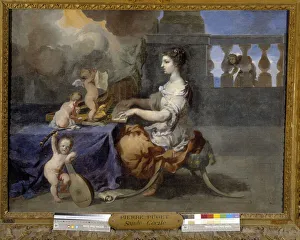 Saint Cecile playing harpsichord to convert her husband to Catholicism Saint Cecile playing harpsichord to convert her husband to Catholicism