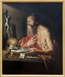 Saint Jerome, Oil Painting On Canvas by Mathias Stomer (Matthias Stom) (1600-apres 1650) - Photography, KIM Youngtae Saint Jerome, Oil Painting On Canvas by Mathias Stomer (Matthias Stom) (1600-apres 1650) - Photography, KIM Youngtae