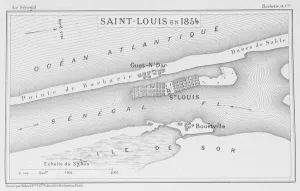 Saint-Louis in 1854, illustration from Le Senegal Saint-Louis in 1854, illustration from Le Senegal