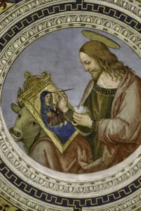 Saint Luke painting the Virgin, detail of the Vault of the Choir, 1505-1510 (fresco) Saint Luke painting the Virgin, detail of the Vault of the Choir, 1505-1510 (fresco)