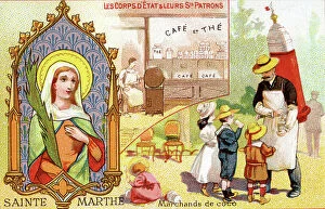 Sale Collection: Saint Martha, Patron saint of Cafe workers and soft drink sellers, c. 1910 (colour litho)