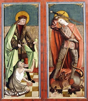 Altar Piece Gallery: Saint Martin and the Beggar; and Saint George and the Dragon - the wings of an altarpiece