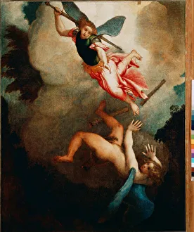 Saint Michael Hunting Lucifer Painting by Lorenzo Lotto (1480-1556) 1551-1555 Sun Saint Michael Hunting Lucifer Painting by Lorenzo Lotto (1480-1556) 1551-1555 Sun