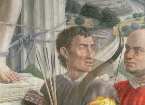 Saint Sebastian, 1480 (detail of the soldiers) (oil on canvas) Saint Sebastian, 1480 (detail of the soldiers) (oil on canvas)