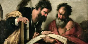 Saints John the Evangelist and Mark discussing their Writings (oil on canvas) Saints John the Evangelist and Mark discussing their Writings (oil on canvas)